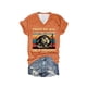 thumbnail image 1 of Camisetas de Manga Corta para las Mujeres, Estampado de Moda Cuello en V Camiseta Superior, Casual Fuera de la Blusa de Poliéster Ligero, 1 of 2