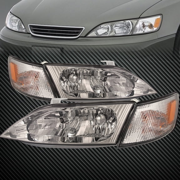 Headlights 4Pc Set Chrome Housing w/Performance Lens Fits 1997-2001 Lexus ES300