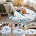 thumbnail image 6 of Marine Life Round Living Room Rugs 4 ft, Blue Ocean Turtle Coral Starfish Seashell Coastal Washable Area Rug with Non-Slip Sturdy Edge Binding Round Carpet for Entryway Kitchen Bedroom Bathroom, 6 of 9