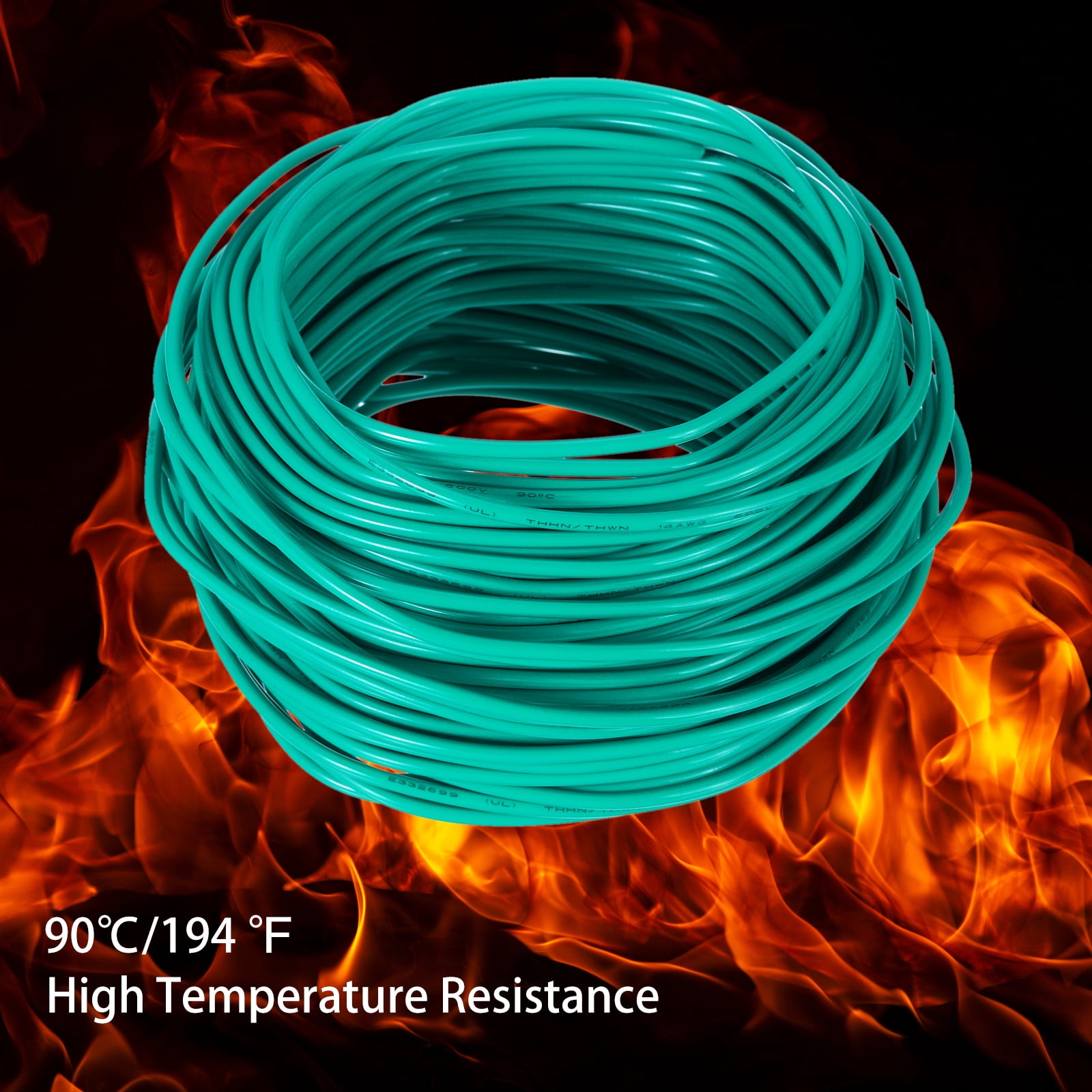 150 Feet Electrical Wire Insulated Stranded Copper 12 AWG Hook Up Wire Cable Residential, Industrial, Grounding,Green