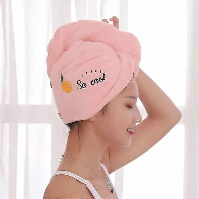 Toalla de microfibra para el cabello para mujer, de secado rápido, suave, absorbente, tipo turbante, gorro de ducha, color rosa.