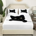 thumbnail image 2 of Erosebridal Kawaii Cat Bedding Set Cute Pet Cat Bed Sheets Lovely Cartoon Kitten Fitted Sheet Black Cat Sheets Set Room 2Pcs Twin Size（No Top Sheet）, 2 of 5