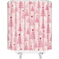 thumbnail image 3 of Christmas Shower Curtain Pink Xmas Tree Stars Rustic Farmhouse Cartoon Winter Holiday Merry Christmas 36x70(WxH) Inches Bathroom Decor Fabric Curtain with Hooks, 3 of 6