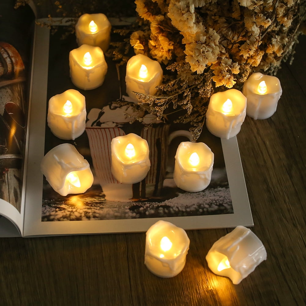 12PCS Flameless Candles Battery Operated Realistic Candle Flickering Bulb Warm White Tea Light with Remote Control Best for Holiday Decoration Party Wedding