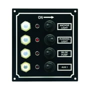 Invincible Marine BR51408 LED 4 Switch Panel With Breakers and Booted