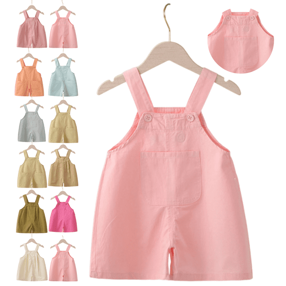 Mifsaly Toddler Boys Girls Cotton Overalls Adjustable Strap Button Jumpsuits Classic Loose Fit Solid Color Casual Playwear