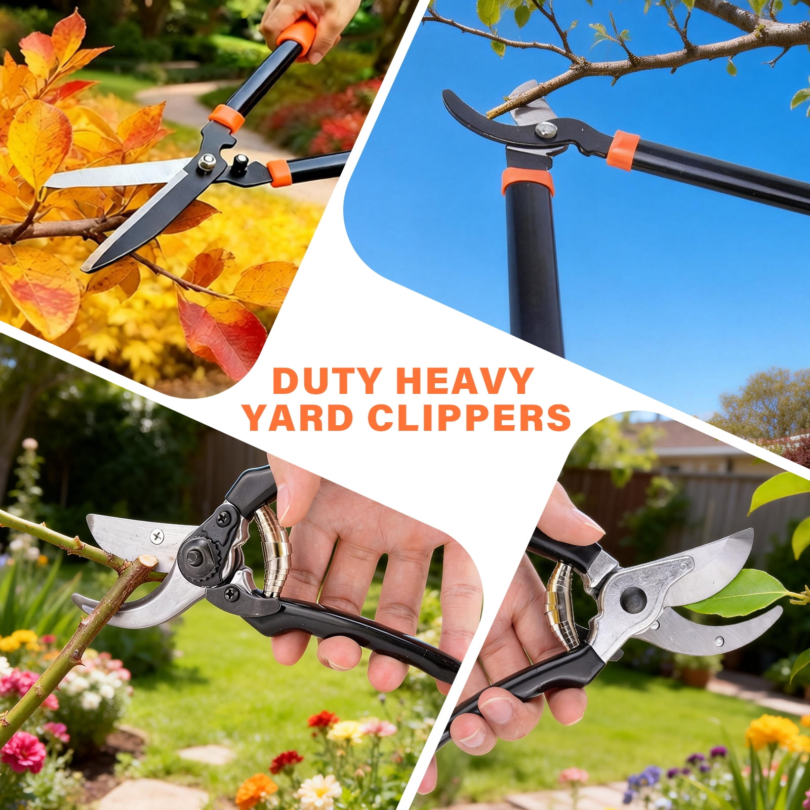 Bemico 3PCS Garden Tools Loppers Hedge Clippers & Pruners Set, Heavy Duty Hedge Shears Tree & Shrub Care Kit for Yard, Lawn & Garden, Branch Cutter Tree Trimmer for Indoor & Outdoor