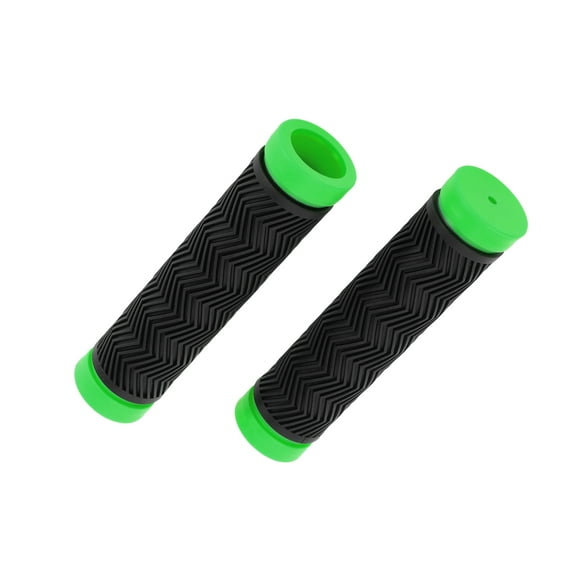Unique Bargains Bike Handlebar Grips Covers 130mm Bicycle End Grips Protector Rubber Green Black Non-Slip 1 Pair