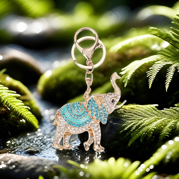 Sparkling rhinestone elephant keychain - Elegant animal design women's keychain, zinc alloy gift creativity