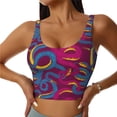 thumbnail image 2 of Haiem Colorful Snake Pattern Womens Sports Bra - U Neck Padded Low Impact Yoga Bra Workout Crop Top Gym Moisture-Wicking Workout Vest -, 2 of 9