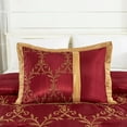 thumbnail image 5 of Chezmoi Collection Martha 7-Piece Floral Vine Embroidered Comforter Set King Size - Burgundy/Gold Faux Silk Comforter Soft Lightweight Breathable Bedding, 5 of 9