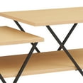 thumbnail image 2 of 48 Inch 2 Tier Top Coffee Table with Bottom Shelf, V Shape Black Metal Legs, Light Maple Wood, 2 of 7