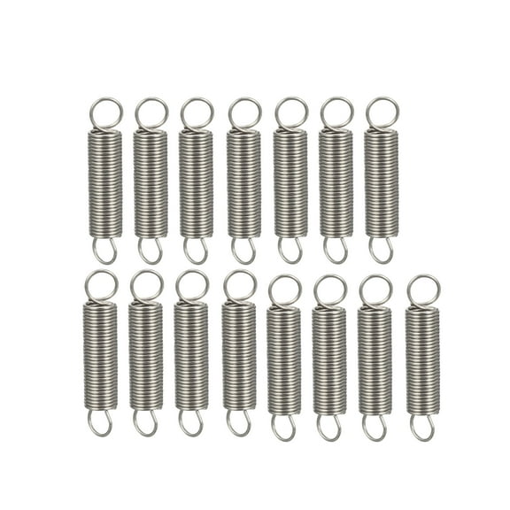 0.4x4x20mm Stainless Steel Small Dual Hook Tension Spring, 15pcs