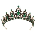 thumbnail image 1 of Mujeres Faux Crystal Queen Crowns Tiara, Princess Rhinestone Tiaras, Novia Boda Fiesta de cumpleaños Cosplay Accesorios para el cabello, Dark Gold Tone Green, 1 of 1