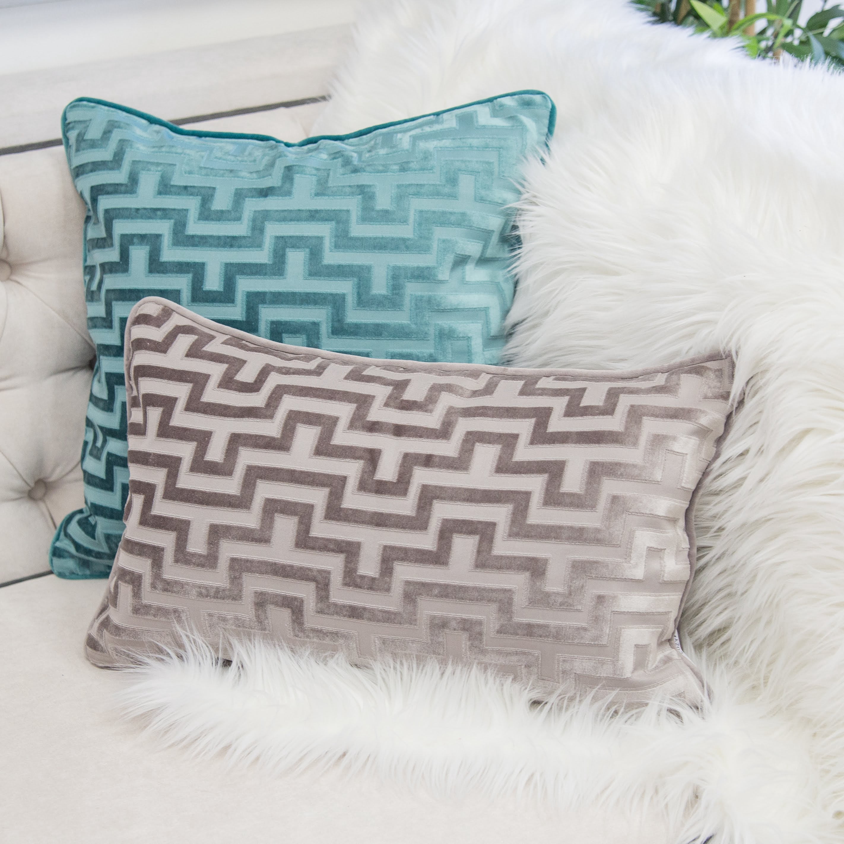 Kean Gray Geometric Polyester 12 in. x 20 in. Throw Pillow