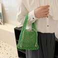 thumbnail image 3 of Bolso de mano para mujer bolso de mano con agujeros bolso de mano de verano tejido de playa bolso de mano grande verde, 3 of 6