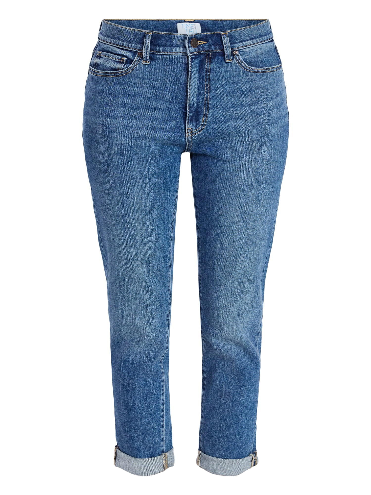 Time and Tru Women's Mid Rise Boyfriend Jeans, 26" Inseam, Sizes 0-22