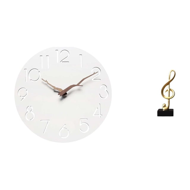 Reloj de pared silencioso, ideal para cocina, oficina o estudio. Escultura de nota musical en resina. Adorno de mesa, centro de mesa, chimenea o regal