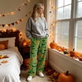 thumbnail image 4 of BFRGSIJ Halloween Lounge Pants for Women Soft Fleece Baggy Wide Leg Sleep Pajamas Spooky Season Festive Casual Fall Sleepwear L, 4 of 7
