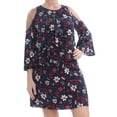 thumbnail image 3 of RACHEL ZOE $149 Womens New 1060 Navy Printed Ruffled Dress L B+B, 3 of 4