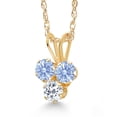 thumbnail image 2 of Gem Stone King 14K Yellow Gold Arctic Blue Zirconia and White Topaz 3-Stone Pendant Necklace for Women (0.36 Cttw, Gemstone, Round 3MM, 18 inch Chain), 2 of 4