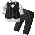 thumbnail image 3 of Baby Boy Formal Outfit Tuxedo Plaid Gentleman Suit Onesie Jumpsuit, 3 of 7