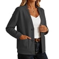 thumbnail image 4 of Enjoytime Lightweight Jacket Women Long Sleeve Button Down Coat Fall Fashion Work Business Casual Plus Size Outerwear with Pockets, 4 of 8
