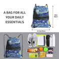 thumbnail image 3 of Sigee The Starry Night for Drawstring Zipper Backpack ,Waterproof, Durable, Lightweight Gym Bag for Sports, 3 of 5