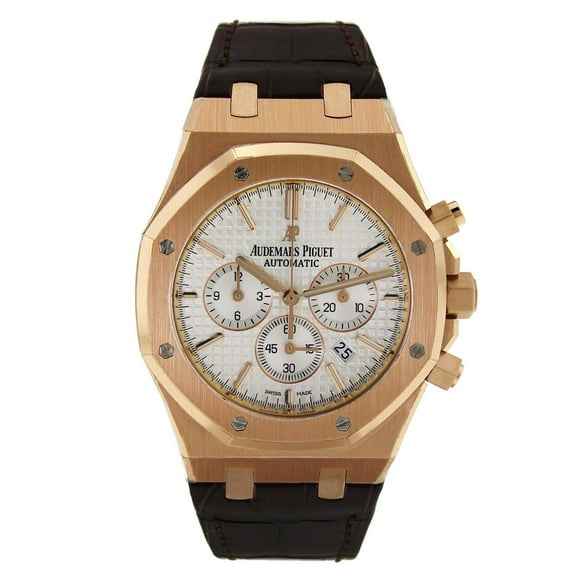 Pre-Owned Audemars Piguet Royal Oak Chronograph White Dial with Brown Leather Strap 26320OR.OO.D088CR.01