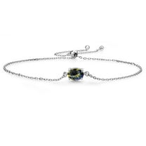 Gem Stone King 925 Sterling Silver Blue Mystic Topaz Solitaire Bracelet for Women (0.95 Cttw, Oval Cut 7x5mm)