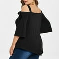 thumbnail image 3 of asdoklhq Womens Plus Size Tops Clearance,Women Casual Plus Size Asymmetric Cold Shoulder Top T-shirt Bow Blouse, 3 of 8