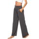 thumbnail image 3 of VISgogo Pantalones casuales de pierna ancha para mujer, pantalones sueltos de longitud completa de cintura media de color sólido con bolsillo para damas, S / M / L / XL / XXL VISgogo moda, 3 of 5