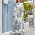 thumbnail image 4 of Powder Blue French Toile Picnic Designs Women's Long Dress Long Sleeves Dress Vintage Dresses Party Maxi Dress High Waist Dress, 4 of 4
