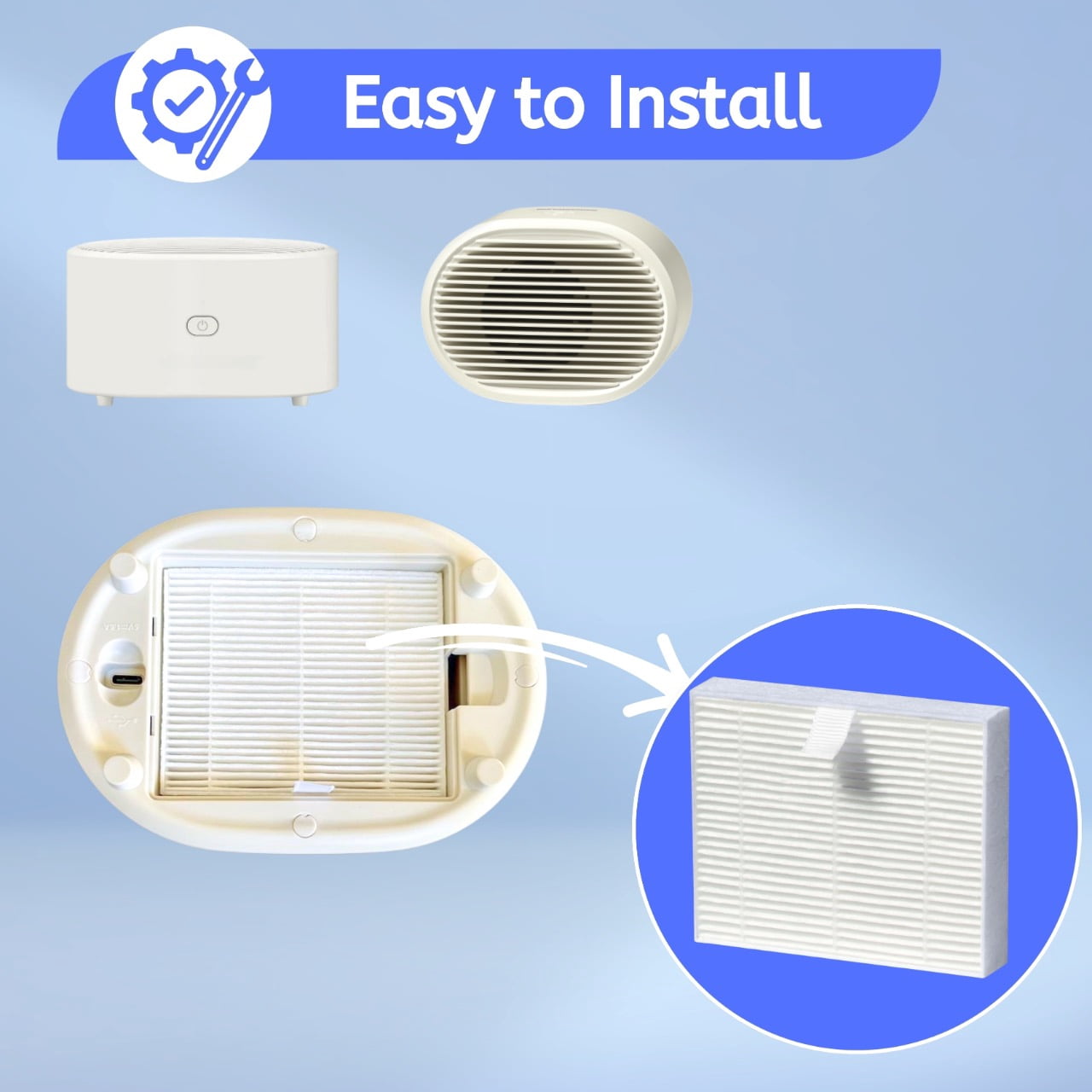 Nisipra AP03 Replacement HEPA Filter for Portable Small Air Purifier Model AP03, 8 Packs