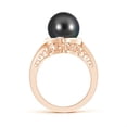 thumbnail image 2 of Angara Tahitian Cultured Pearl Solitaire Ring with Diamond in 14K Rose Gold for Women | June Birthstone Jewelry for Her, 2 of 7