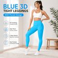 thumbnail image 3 of Rongyun 3D Anti Cellulite Compression Leggings with Pocket Women Metabolic Booster High Waist Butt Lifting Gym Workout Blue S, 3 of 4