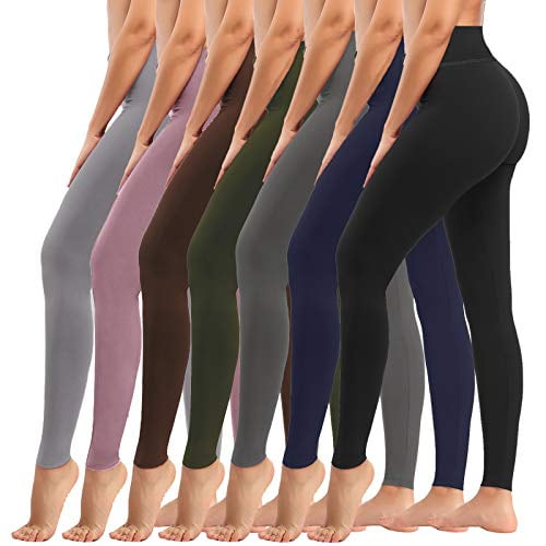 yeuG 7 Pack Black Leggings for Women Non See Through-High Waisted Workout  Legging Tummy Control Yoga Pants for Gym,Athletic(5#Black,Navy,Dark