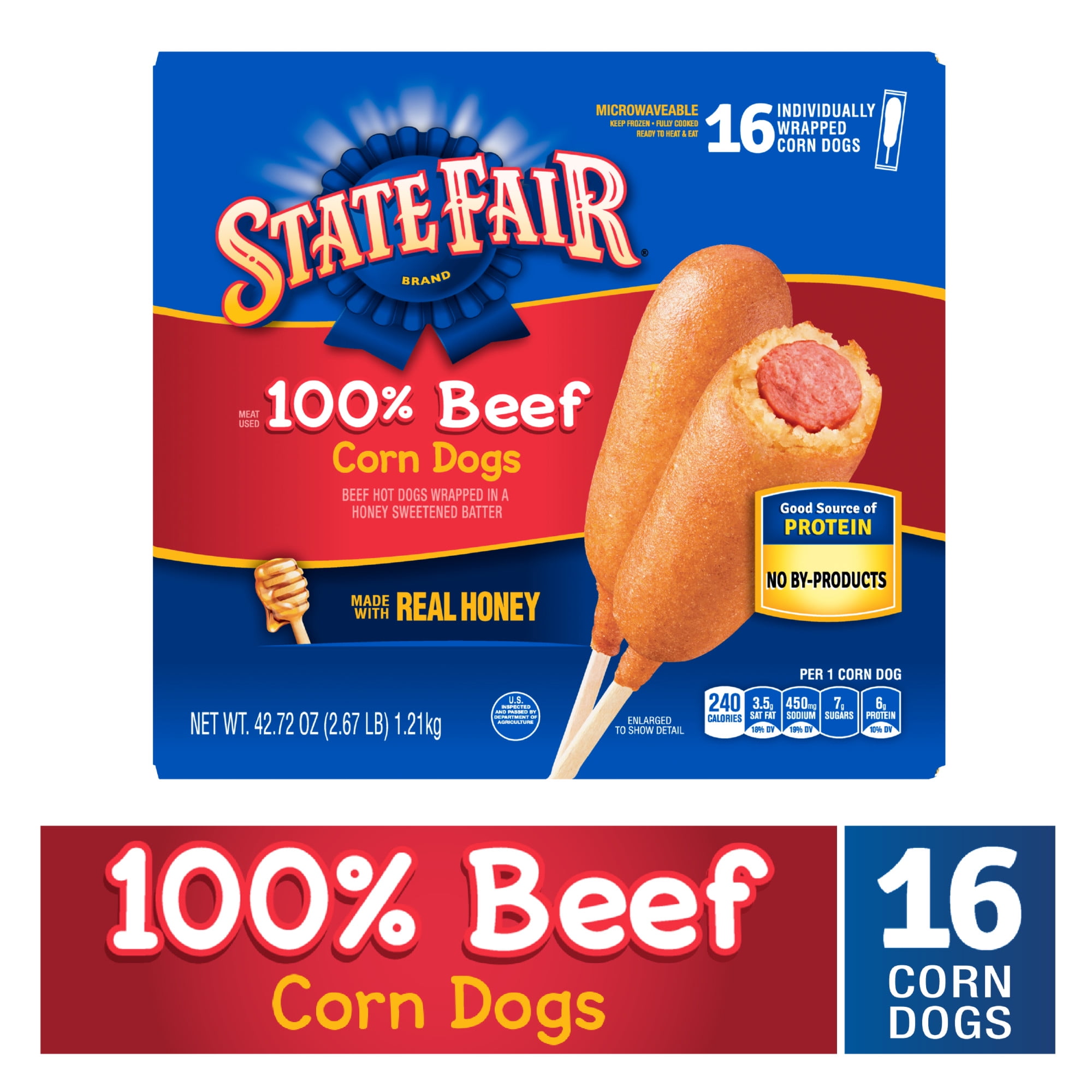 State Fair Beef Corn Dogs With Honey Sweetened Batter Frozen 16 Count