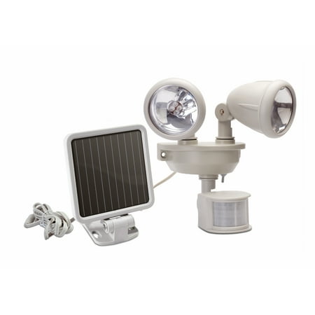 Solar-Powered Dual Head LED Security Spotlight - Off-White