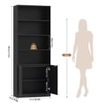 thumbnail image 7 of Hiphuta 73" Tall 6-Tier Bookcase with Cabinet, 26" Wide Minimalist Single Row Bookshelf with 2 Doors and 4 Open Shelves, for Office Living Room, Black, 7 of 7