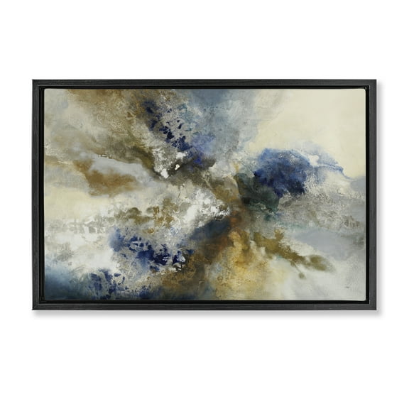 Stupell Industries Expressive Neutral Distortion Abstract Painting Black Floater Framed Canvas Art Print Wall Art, 25 x 17