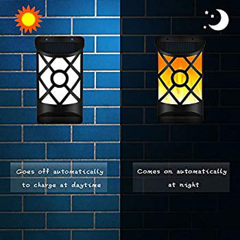 LED Solar Garden Light Flicker Flame Lamp Motion Sensor Wall Sconce New 