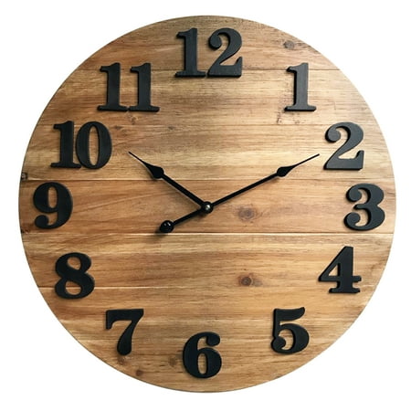 Original Mini Clocks 12pk Wood - Better Homes & Gardens Wood Planks Clock, Natural Stain Finish