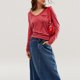 thumbnail image 1 of Camisa informal con cuello en V Top de retales Top extragrande traje diario sencillo para chica picante, 1 of 8