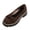 Coffee, variant on Womens Chunky Loafers Mid Heel Thick Sole Round Toe Vintage Flock Slip On Casual Dress Shoes