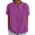 thumbnail image 2 of Linen Tops Women Flowy Tops For Women Oversized Linen Shirts For Women Gauze Shirts For Women Beach Vacation Tshirts Peasant Blouse Linen Clothing For Women Womens Gauze Tops Hot Pink 2XL, 2 of 8