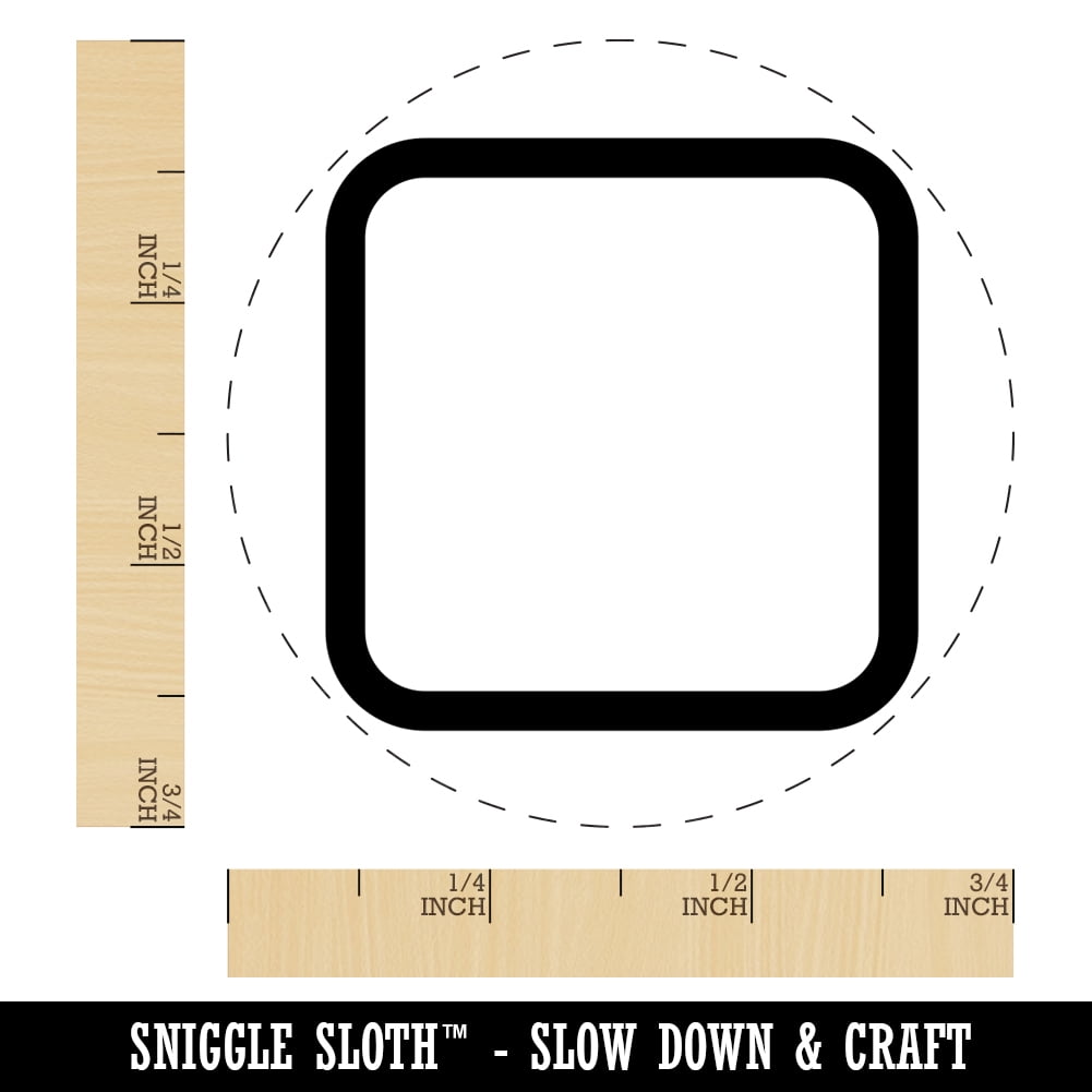 Square Rounded Corners Border Outline Self-Inking Rubber Stamp Ink Stamper - Fuchsia Ink - Small 3/4 Inch