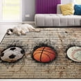 thumbnail image 2 of FREEAM Sport Non Slip Area Rug for Living Dinning Room Bedroom Kitchen, 3' x 5'(39 x 60 Inch), Retro Soccer Basketball Baseball Nursery Rug Floor Carpet, 2 of 6