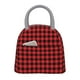 thumbnail image 1 of Balery Buffalo Plaid Red Black Bolsa de Almuerzo para Mujeres, Caja de Almuerzo, Bolsa de Almuerzo Pequeña Impermeable, Tote de Almuerzo Reutilizable con Gran Capacidad, 1 of 6