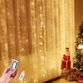 thumbnail image 1 of LED Curtain Lights, Window Twinkle Fairy Lights 3mx3m 300 LEDs USB Operated 8 Modes Waterproof Icicle String Lights with Remote & Timer for Wall Indoor Xmas Party Home Garden Decoration (Warm White), 1 of 8